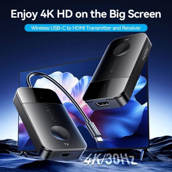Transmisor y Receptor Inalámbrico USB-C a HDMI / 4K HD / 0.15M / Negro ADOBB Vention