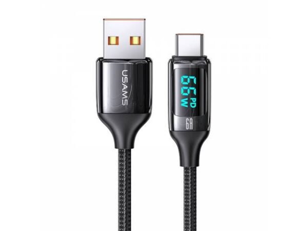 Cable de Datos USB C 6A 1.2M Negro U78 Con LCD Carga Rápida