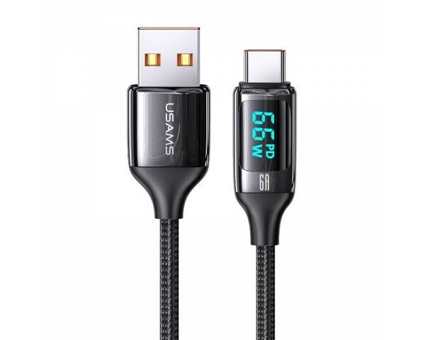 Cable de Datos USB C 6A 1.2M Negro U78 Con LCD Carga Rápida