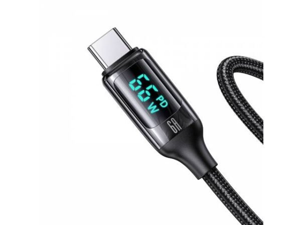 Cable de Datos USB C 6A 1.2M Negro U78 Con LCD Carga Rápida