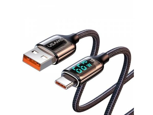 Cable de Datos USB C 6A 1.2M Negro U78 Con LCD Carga Rápida