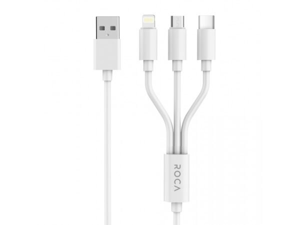 Cable de Datos ROCA mulTIPy 3en1 120cm 2.4A microUSB/USB C/Lightning (sólo carga)