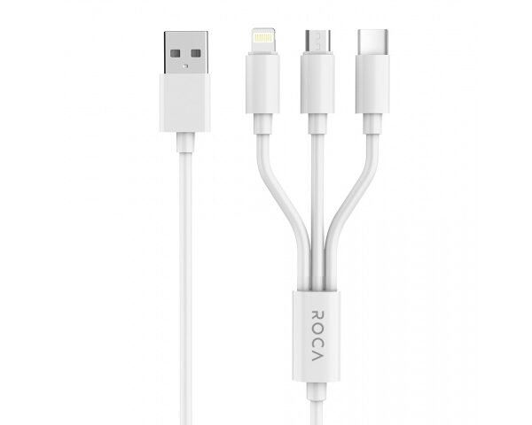 Cable de Datos ROCA mulTIPy 3en1 120cm 2.4A microUSB/USB C/Lightning (sólo carga)