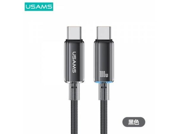 Cable de Datos Transparente SJ660 USB C a USB C 100 W 1.2M Negra