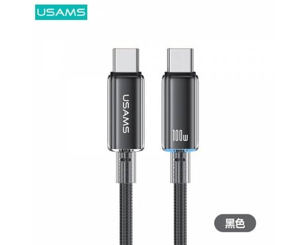 Cable de Datos Transparente SJ660 USB C a USB C 100 W 1.2M Negra