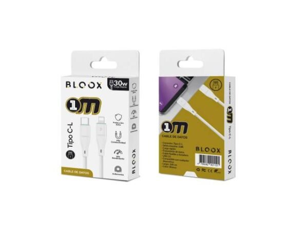 Cable de Datos BLOOX USB C a Lightning PVC 100cm 30w