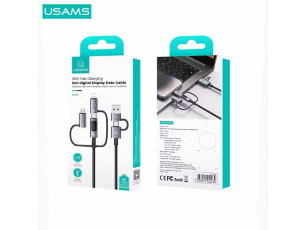 Cable de Datos 6 en 1 60 W 1.2M Gris