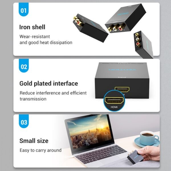 Convertidor HDMI a RCA 3xNTSC/PAL+Mini USB / Negro AEEB0